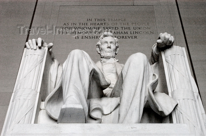 usa1352: Washington, D.C., USA: statue of Abraham Lincoln sitting in contemplation at the Lincoln Memorial on The Mall - Georgia white marble - photo by C.Lovell - (c) Travel-Images.com - Stock Photography agency - Image Bank