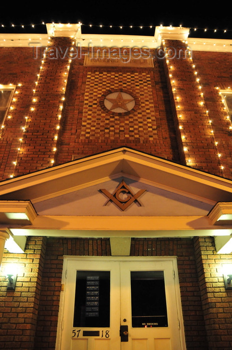 usa1383: Littleton, Colorado, USA: Masonic Temple - brick façade - nocturnal - photo by M.Torres - (c) Travel-Images.com - Stock Photography agency - Image Bank