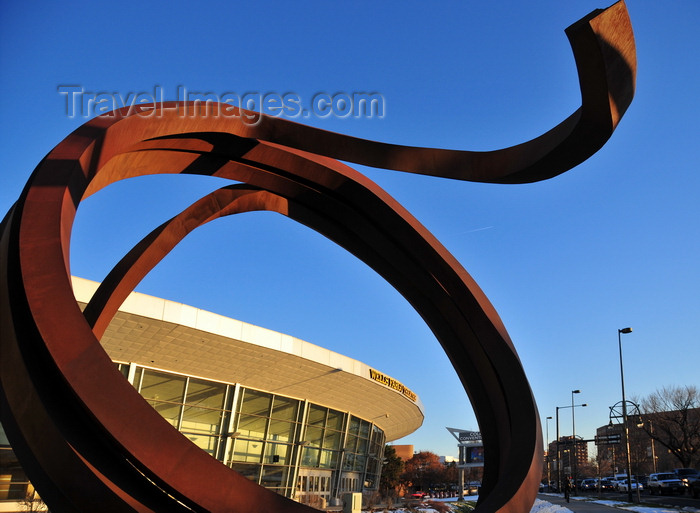 usa1396: Denver, Colorado, USA: Colorado Convention Center - 'Indeterminate line' by Bernar Venet - Cor-Ten coil sculpture by the Wells Fargo Theatre - Speer Blvd - photo by M.Torres - (c) Travel-Images.com - Stock Photography agency - Image Bank