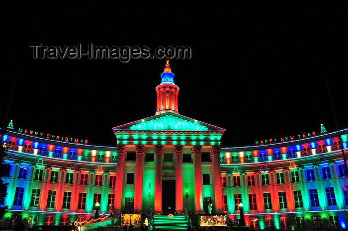 usa1412: Denver, Colorado, USA: Denver City and County Building - Christmas lights - Allied Architects - Robert K. Fuller and Associated Architects - photo by M.Torres - (c) Travel-Images.com - Stock Photography agency - Image Bank