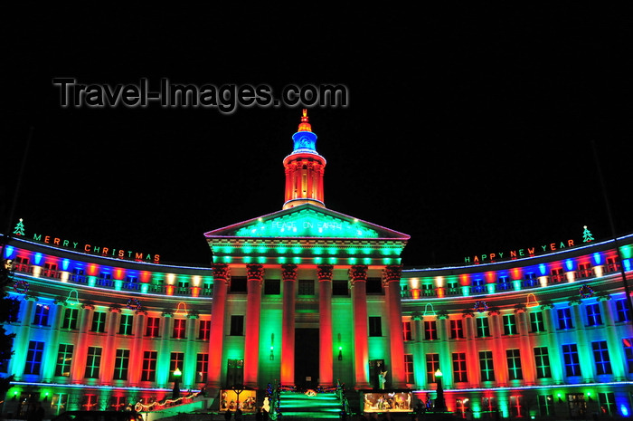 usa1412: Denver, Colorado, USA: Denver City and County Building - Christmas lights - Allied Architects - Robert K. Fuller and Associated Architects - photo by M.Torres - (c) Travel-Images.com - Stock Photography agency - Image Bank