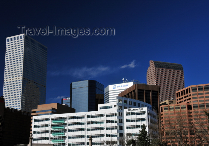 usa1431: Denver, Colorado, USA: Denver Newspaper Agency Building and CBD skyscrapers seen from the Civic Center - architects Newman Cavender & Doane - Denver skyline - photo by M.Torres - (c) Travel-Images.com - Stock Photography agency - Image Bank