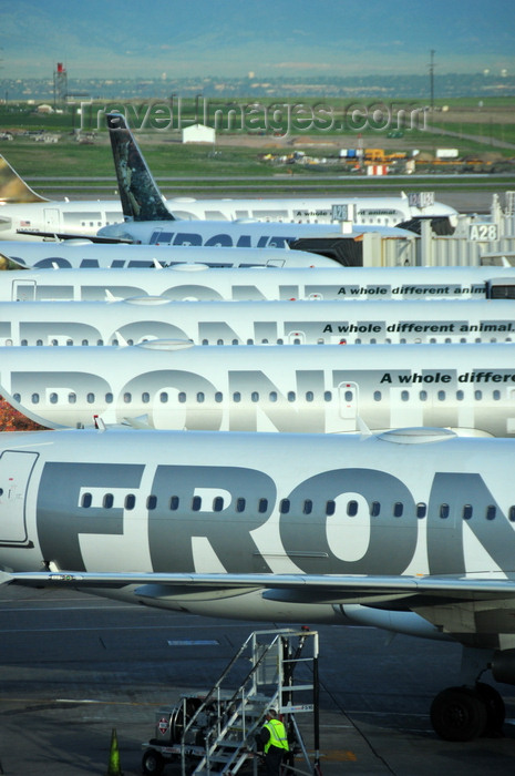 usa1434: Denver, Colorado, USA: Denver International Airport is a hub for Frontier Airlines - fuselages of Frontier Airlines aircraft - Concourse A - photo by M.Torres - (c) Travel-Images.com - Stock Photography agency - Image Bank