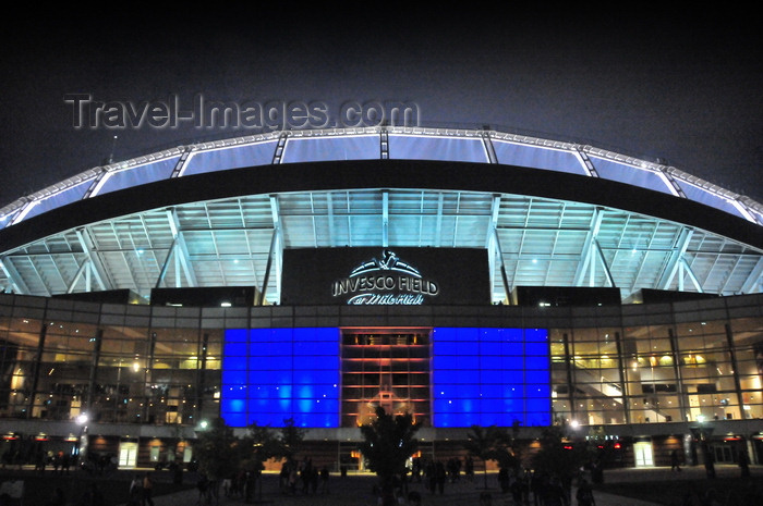 usa1456: Denver, Colorado, USA: Invesco Field at Mile High football stadium at night - architecture by HNTB Corporation of Howard, Needles, Tammen & Bergendoff - home venue of the NFL Denver Broncos and Denver Outlaws lacrosse  team - Sun Valley district - photo by M.Torres - (c) Travel-Images.com - Stock Photography agency - Image Bank