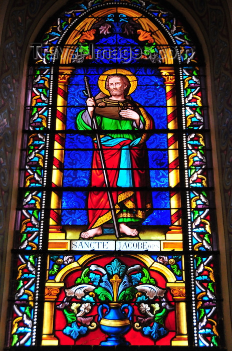 usa1564: Santa Fé, New Mexico, USA: Cathedral Basilica of Saint Francis of Assisi - St James on a stained glass window made in Clermont-Ferrand - photo by M.Torres - (c) Travel-Images.com - Stock Photography agency - Image Bank