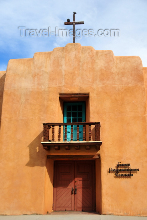 usa1586: Taos, New Mexico, USA: façade of the First Presbyterian Church - Paseo del Pueblo Norte - Pueblo style architecture - photo by M.Torres - (c) Travel-Images.com - Stock Photography agency - Image Bank