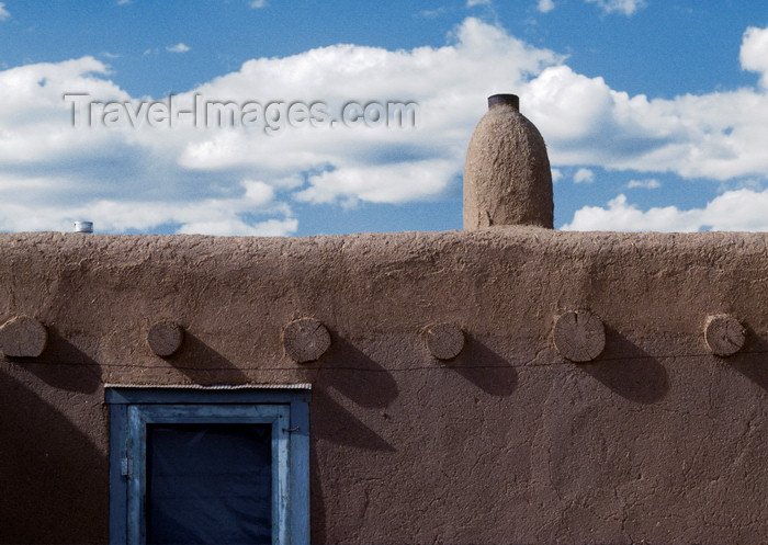 usa1600: Pueblo de Taos, New Mexico, USA: architectural details - blue door and chimney - photo by C.Lovell - (c) Travel-Images.com - Stock Photography agency - Image Bank