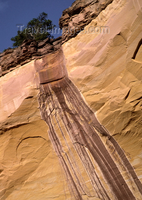 usa1613: Carson National Forest, New Mexico, USA: runoff has stained the wall of Echo Amphitheater, a natural stone amphitheater near the Chama River - sandstone cliffs - photo by C.Lovell - (c) Travel-Images.com - Stock Photography agency - Image Bank