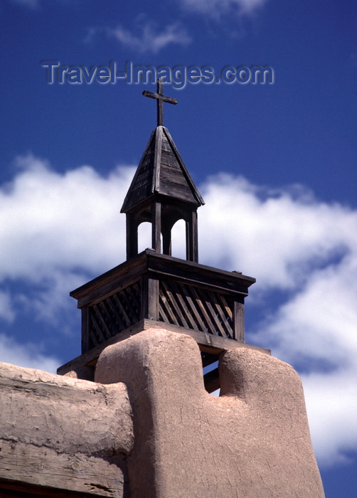 usa1614: Las Trampas, Taos County, New Mexico, USA: Church of San José de Gracia - steeple of historical Spanish church in the Sangre de Cristo mountains - aka Church of Santo Tomas Del Rio de Las Trampas - adobe architecture - photo by C.Lovell - (c) Travel-Images.com - Stock Photography agency - Image Bank