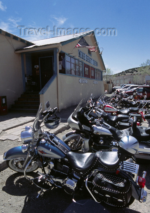 usa1615: Madrid, Santa Fe County, New Mexico,USA: Harley Davidson motorcycles parked at the Mine Shaft Tavern on route 14, south of Santa Fé - photo by C.Lovell - (c) Travel-Images.com - Stock Photography agency - Image Bank