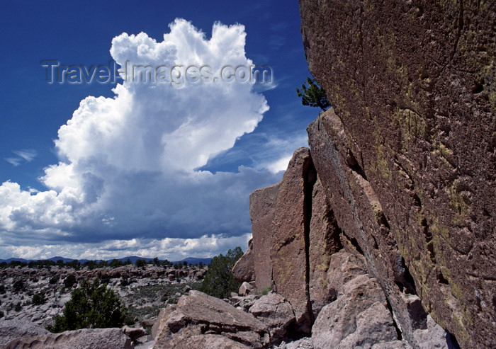 usa1617: Chama River Canyon, New Mexico, USA: thunder clouds, ponderosa pines and petroglyphs - Georgia O'Keefe Country - photo by C.Lovell - (c) Travel-Images.com - Stock Photography agency - Image Bank