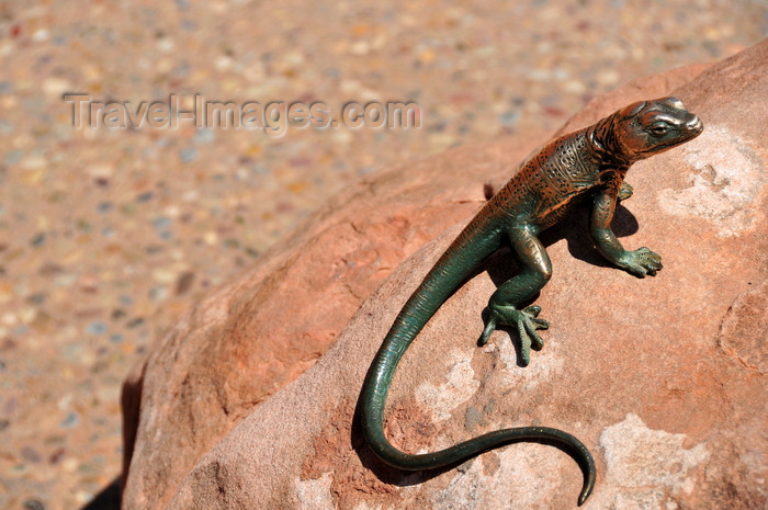 usa1682: Arches National Park, Utah, USA: bronze lizard on a rock - sculpture of a Western collared lizard - photo by M.Torres - (c) Travel-Images.com - Stock Photography agency - Image Bank