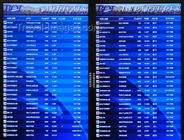 usa1706: Boise, Idaho, USA: arrivals and departures list - Boise Airport - Gowen Field - BOI - photo by M.Torres - (c) Travel-Images.com - Stock Photography agency - Image Bank