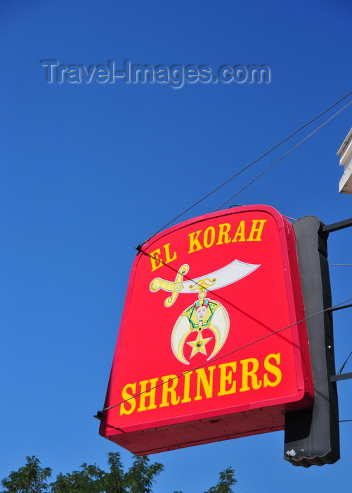 usa1732: Boise, Idaho, USA: El Korah Shriners - Scimitar and Crescent sign at 1118 West Idaho Street - para-Masonic Ancient Arabic Order of the Nobles of the Mystic Shrine - photo by M.Torres - (c) Travel-Images.com - Stock Photography agency - Image Bank