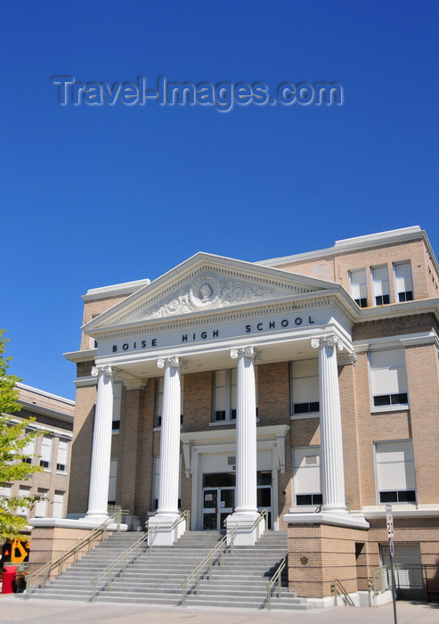 usa1734: Boise, Idaho, USA: Boise High School, built in 1902 - Greek revival portico with  Ionic columns and Plato in the tympanum - building powered by geothermal energy - 1010 W Washington St, North End - photo by M.Torres - (c) Travel-Images.com - Stock Photography agency - Image Bank