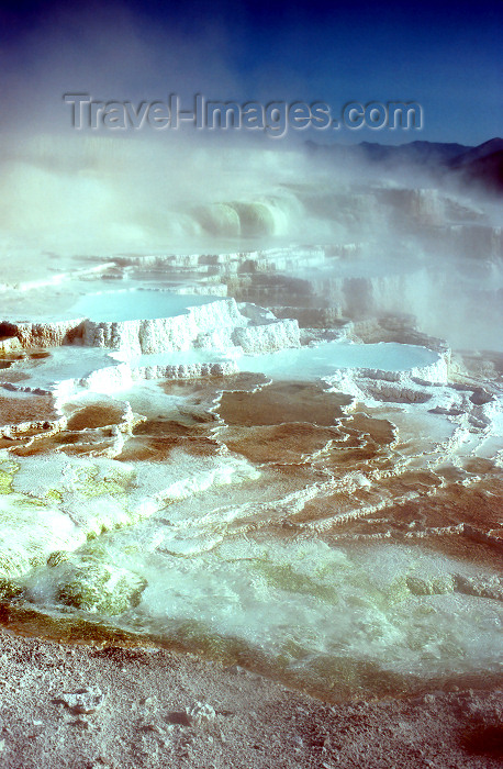 usa174: Yellowstone NP, Wyoming, USA: Pamukkale in the new world - Mammoth Hot Springs - Minerva Terrace - fumes - photo by J.Fekete - (c) Travel-Images.com - Stock Photography agency - Image Bank