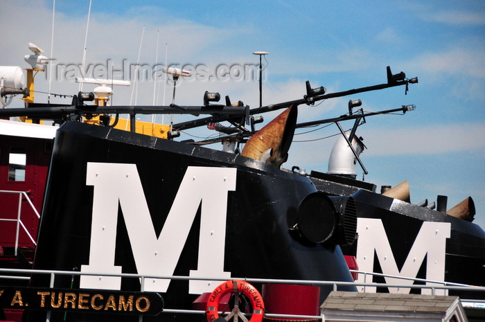 usa1793: Portsmouth, New Hampshire, USA: Moran Towing Tugboats, they operate up the the Piscataqua River and through Portsmouth Harbor - funnel of the A.Turecamo, with the company's M - Ceres St - New England - photo by M.Torres - (c) Travel-Images.com - Stock Photography agency - Image Bank