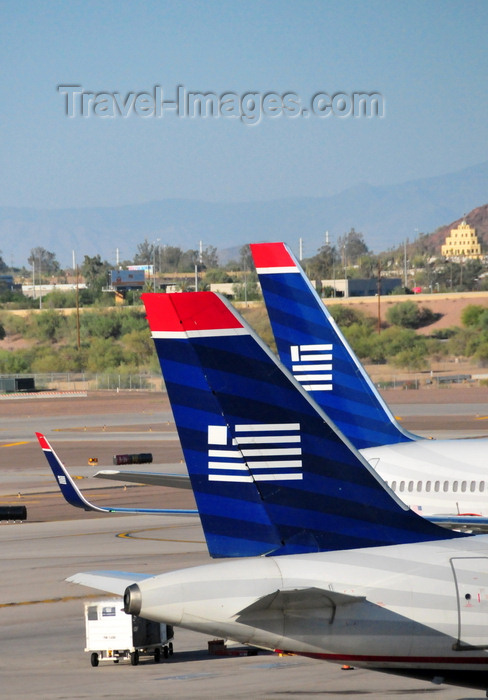 usa185: Phoenix, Arizona, USA: tails of US Airways aircraft - airliners at Sky Harbor International Airport - photo by M.Torres - (c) Travel-Images.com - Stock Photography agency - Image Bank