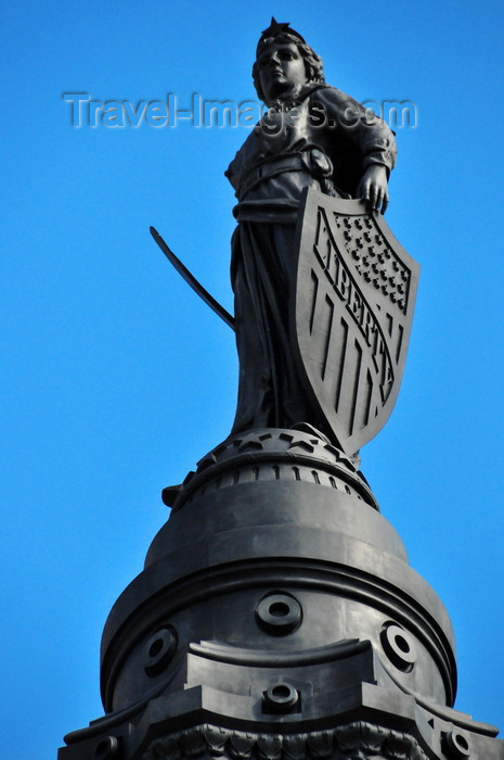 usa1893: Cleveland, Ohio, USA: Public Square - Soldiers' and Sailors' Monument - column topped with a bronze statue of the 'Goddess of Liberty', armed with a sword and defended by the Shield of Liberty, signifies forced loyalty to United States for the southern states - photo by M.Torres - (c) Travel-Images.com - Stock Photography agency - Image Bank