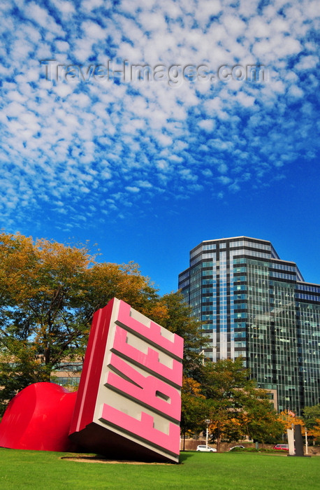 usa1905: Cleveland, Ohio, USA: Willard Park - Claes Oldenburg's Free Stamp sculpture and North Point Tower - photo by M.Torres - (c) Travel-Images.com - Stock Photography agency - Image Bank
