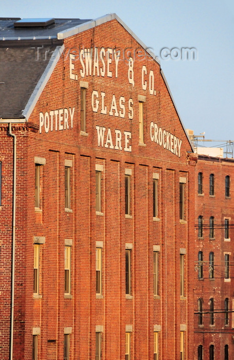 usa1927: Portland, Maine, New England, USA: red brick warehouse near the harbour - E.Swasey Glass, Pottery and Crockery - photo by M.Torres - (c) Travel-Images.com - Stock Photography agency - Image Bank