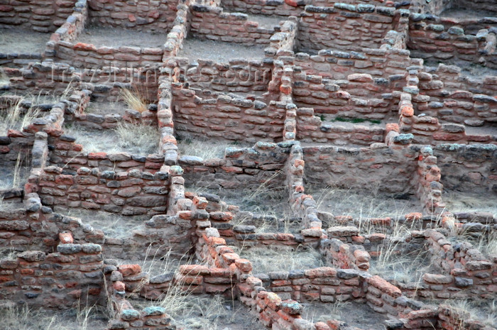 usa1946: Bandelier National Monument, New Mexico, USA: some of the 245 ground level rooms in Tyuonyi Village - rooms had no doors, residents would enter through a ceiling hatch - remains of Pueblan homes in Frijoles Canyon, Pajarito Plateau - photo by M.Torres - (c) Travel-Images.com - Stock Photography agency - Image Bank