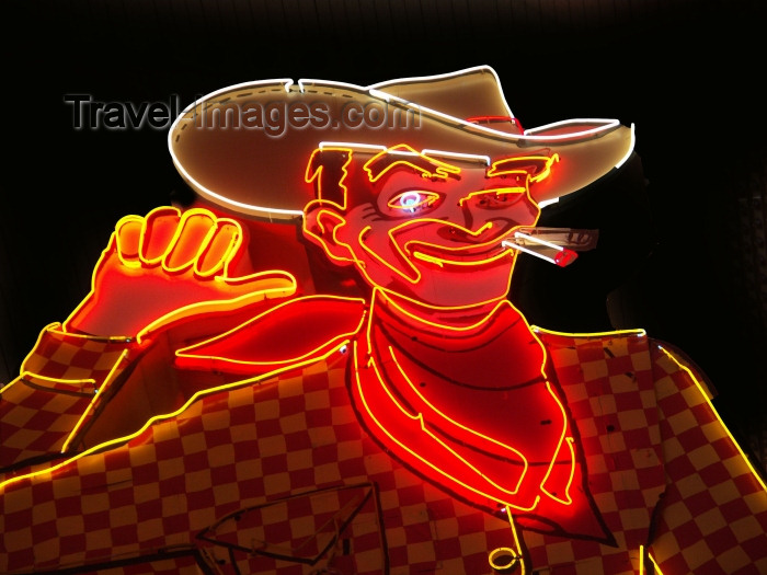 usa196: Las Vegas (Nevada): Vic in neon - cowboy (photo by G.Friedman) - (c) Travel-Images.com - Stock Photography agency - Image Bank