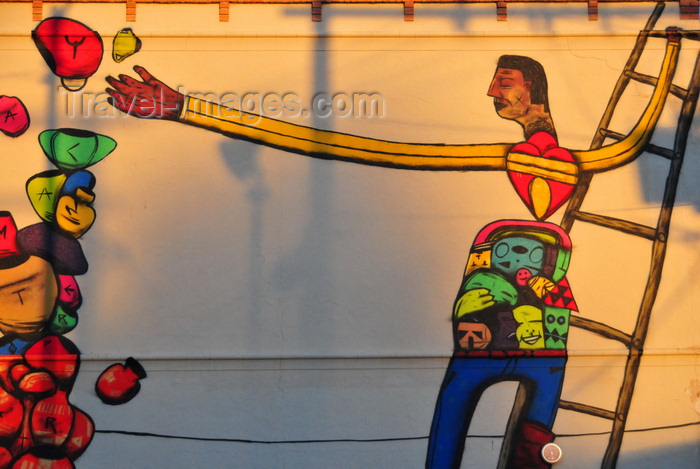 usa1991: Albuquerque, Bernalillo County, New Mexico, USA: mural - picking fruit with a ladder - photo by M.Torres - (c) Travel-Images.com - Stock Photography agency - Image Bank