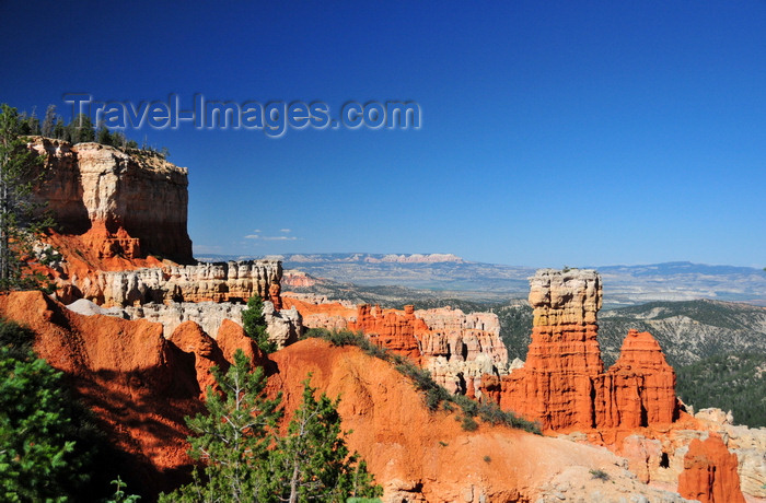 usa2052: Bryce Canyon National Park, Utah, USA: Agua Canyon - rocks with strong color contrasts - Navajo Mountain in the horizon - photo by M.Torres - (c) Travel-Images.com - Stock Photography agency - Image Bank