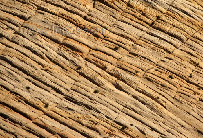 usa2095: Zion National Park, Utah, USA: fossilized sand dunes of the Navajo Sandstone show the large-scale Cross Bedding typical of this type of formation - Zion-Mt. Carmel Highway - photo by M.Torres - (c) Travel-Images.com - Stock Photography agency - Image Bank