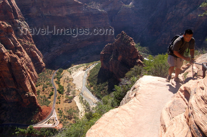 usa2110: Zion National Park, Utah, USA: climber at Angel's Landing - photo by B.Cain - (c) Travel-Images.com - Stock Photography agency - Image Bank