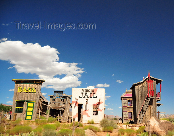 usa2130: Virgin, Washington county, Utah, USA: Fort Zion Trading Post - cartoonish village on Highway 9 - store fronts at Andy and Dee Anderson's little cartoon town - Bank and Virgin jail - photo by M.Torres - (c) Travel-Images.com - Stock Photography agency - Image Bank
