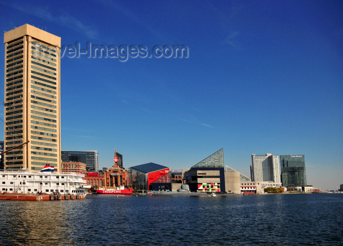 usa2153: Baltimore, Maryland, USA: Baltimore World Trade Center, Power Station, National Aquarium, Marriott hotel and the new Legg Mason building - Inner Harbor East - photo by M.Torres - (c) Travel-Images.com - Stock Photography agency - Image Bank