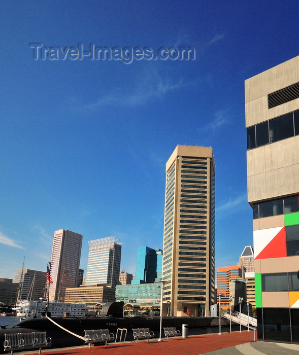 usa2174: Baltimore, Maryland, USA: Waterfront Promenade - WTC, Transamerica tower and National Aquarium - photo by M.Torres - (c) Travel-Images.com - Stock Photography agency - Image Bank