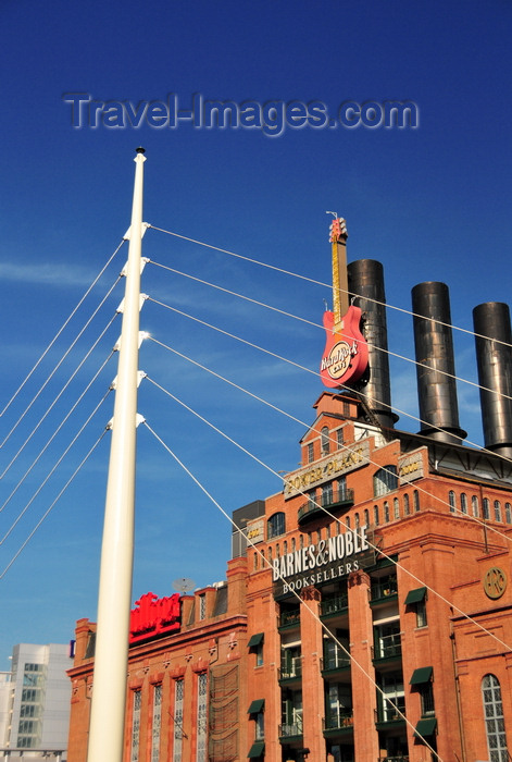 usa2178: Baltimore, Maryland, USA: old Power plant and cables in a fan arraingement of the suspension bridge over Dugan's Wharf - Hard Rock Cafe - photo by M.Torres - (c) Travel-Images.com - Stock Photography agency - Image Bank