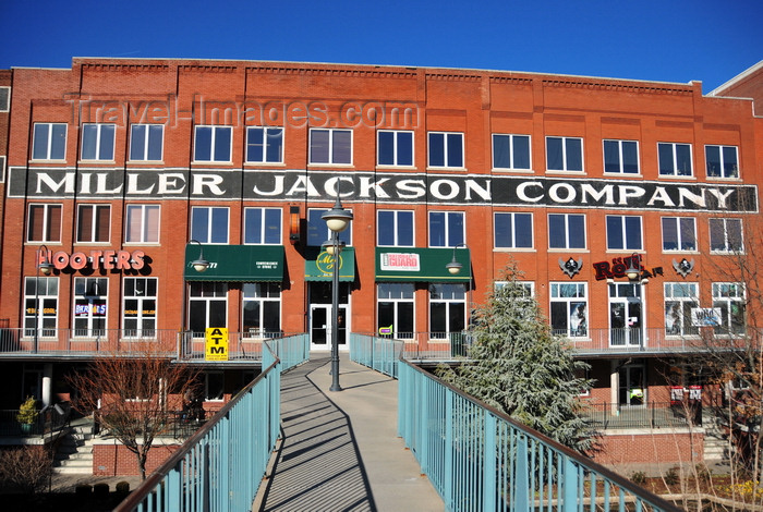 usa2297: Oklahoma City, OK, USA: Bricktown - Miller Jackson Company building and pedestrian bridge over the Bricktown Canal - photo by M.Torres - (c) Travel-Images.com - Stock Photography agency - Image Bank