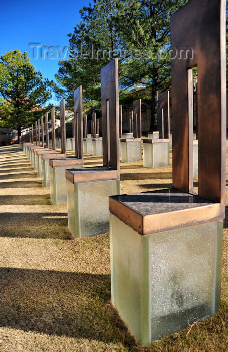 usa2314: Oklahoma City, OK, USA: Oklahoma City National Memorial - Field of Empty Chairs - 168 vacant glass, bronze and stone chairs represent those who perished - photo by M.Torres - (c) Travel-Images.com - Stock Photography agency - Image Bank