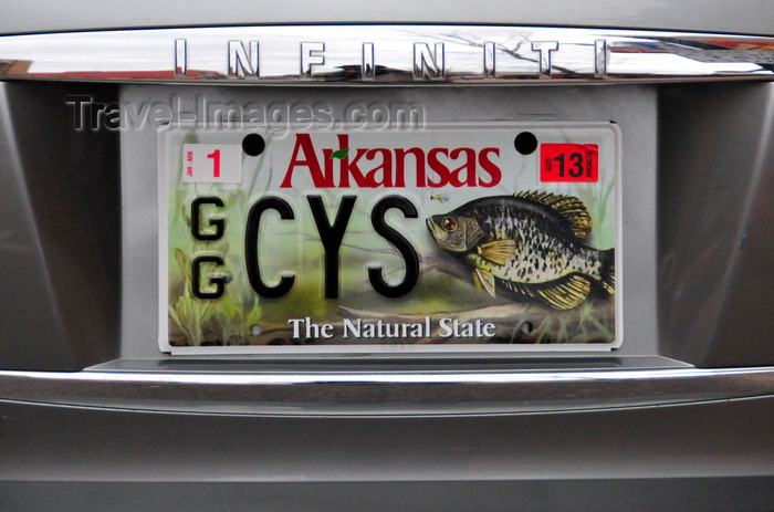 usa2362: Little Rock, Arkansas, USA: Black Crappie - Pomoxis nigromaculatus - 'The Natural State' - image of a fish on an Arkansas license plate - Arkansas Game and Fish Commission - Infiniti - photo by M.Torres - (c) Travel-Images.com - Stock Photography agency - Image Bank