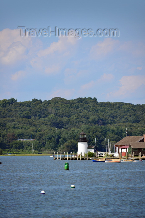 usa2396: Mystic, CT, USA: Mystic River with its lighthouse,  Stonington side, the East bank - Mystic Seaport - photo by M.Torres - (c) Travel-Images.com - Stock Photography agency - Image Bank