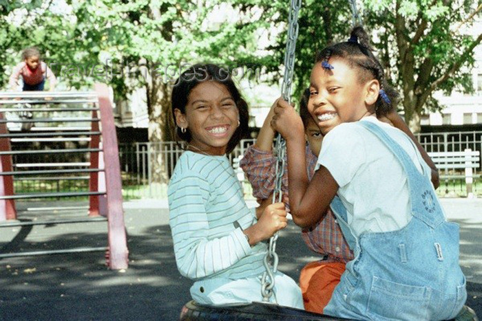 usa240: Harlem, New York, USA: black girls - photo by J.Kaman - (c) Travel-Images.com - Stock Photography agency - Image Bank