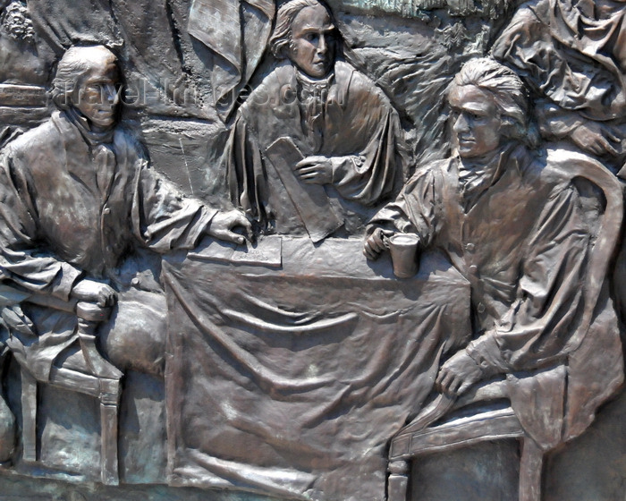 usa2477: Jeffersonville, Clark County, Indiana, USA: detail of the a bas-relief sculpture, titled The Timeline of Liberty, by sculptor Lorenzo Ghiglieri at Warder Park - preparing the constitution - photo by M.Torres - (c) Travel-Images.com - Stock Photography agency - Image Bank