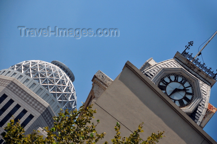 usa2535: Louisville, Kentucky, USA: old and new architecture - clock tower of the old German Insurance Bank and view along West Market Street towards Aegon tower dome - photo by M.Torres - (c) Travel-Images.com - Stock Photography agency - Image Bank