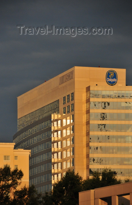 usa2547: Charlotte, North Carolina, USA: NASCAR Plaza at sunrise - office tower on South Caldwell Street, Chiquita bananas HQ - architect Pei Cobb Freed & Partners - photo by M.Torres - (c) Travel-Images.com - Stock Photography agency - Image Bank