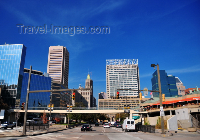 usa317: Baltimore, Maryland, USA: view along Light St, from the intersection with W Conway St - 100 East Pratt Street, Bank of America, Transamerica tower and other city center buildings - photo by M.Torres - (c) Travel-Images.com - Stock Photography agency - Image Bank