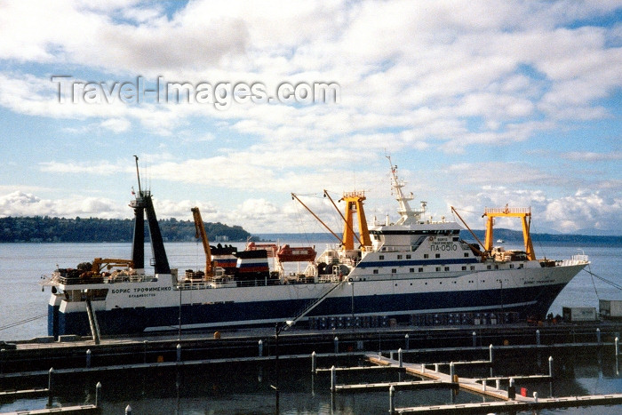 usa330: Seattle, Washington, USA: Russian fishing vessel from Vladivostok - the Boris Grodimenko - photo by M.Torres - (c) Travel-Images.com - Stock Photography agency - Image Bank