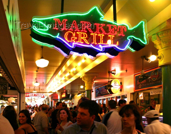 usa335: Seattle, Washington, USA: Pike's Peak Market - inside - Grill sign - photo by R.Ziff - (c) Travel-Images.com - Stock Photography agency - Image Bank