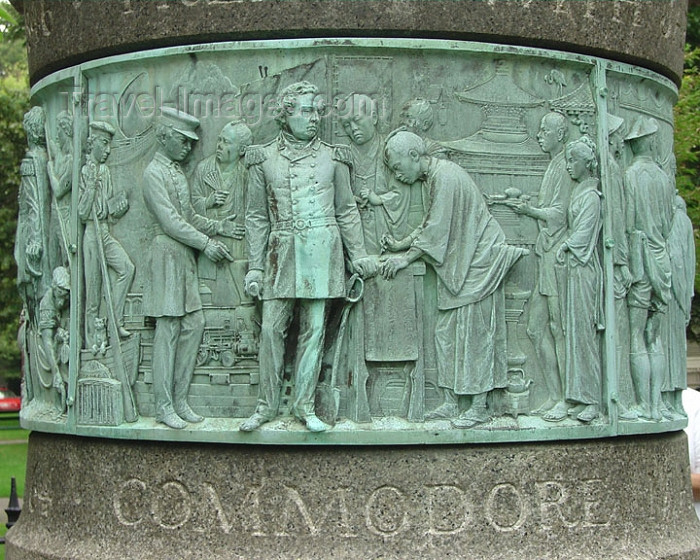 usa354: Newport, Rhode Island, USA: Commodore Perry opens Japan to the World - detail of monument - photo by G.Frysinger - (c) Travel-Images.com - Stock Photography agency - Image Bank