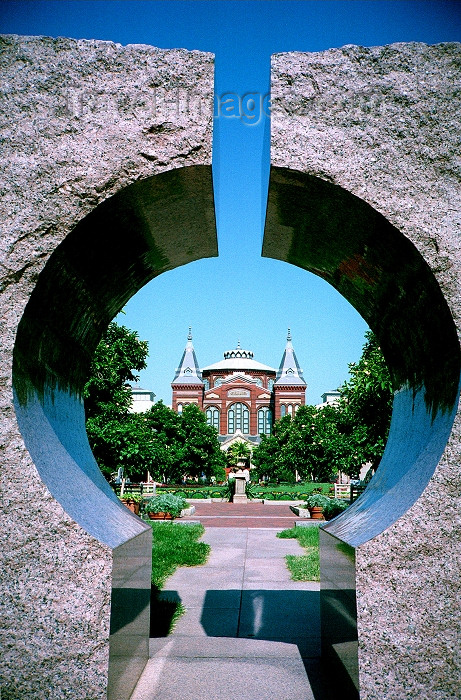 usa463: Washington D.C., USA: Smithsonian Institution - framed by modern sculpture - photo by G.Friedman - (c) Travel-Images.com - Stock Photography agency - Image Bank