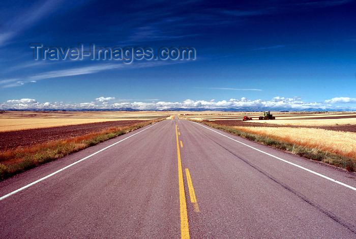 usa511: USA - Montana: road till the horizon - American road - on the road - photo by J.Fekete - (c) Travel-Images.com - Stock Photography agency - Image Bank