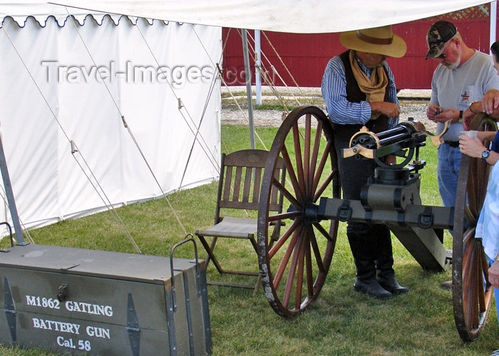 usa573: Old Wade House State Park - Sheboygan County (Wisconsin): Gatling Gun - machinegun - Wild West Show - photo by G.Frysinger - (c) Travel-Images.com - Stock Photography agency - Image Bank